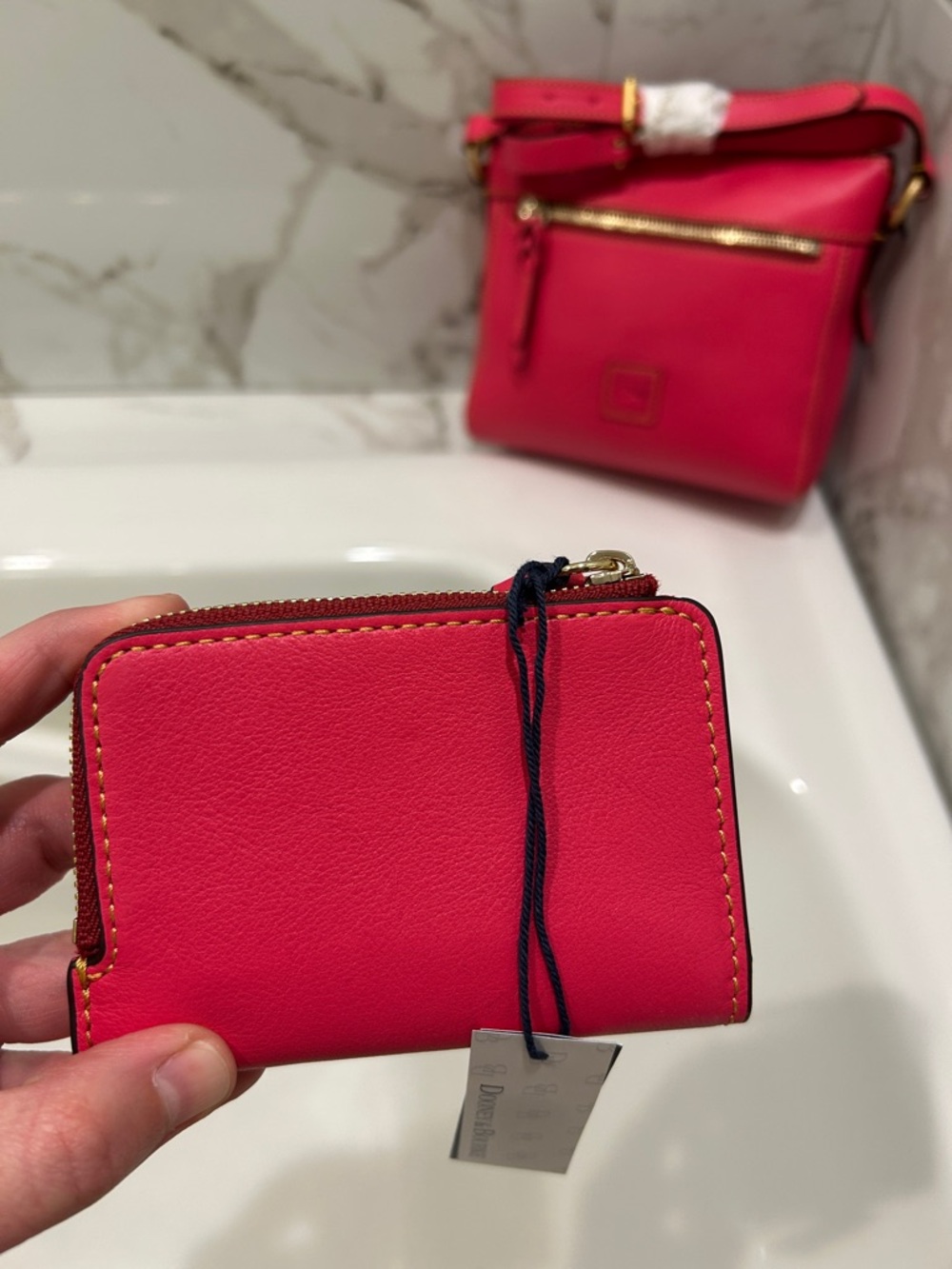 Dooney and Bourke Florentine Allison Crossbody in Fuchsia with matching wallet - Picture 8 of 8